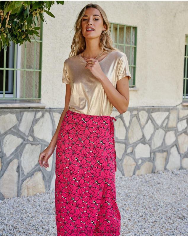 Polin et moi Floral skirt Stella LRX4D316 Clothing Fuchsia
