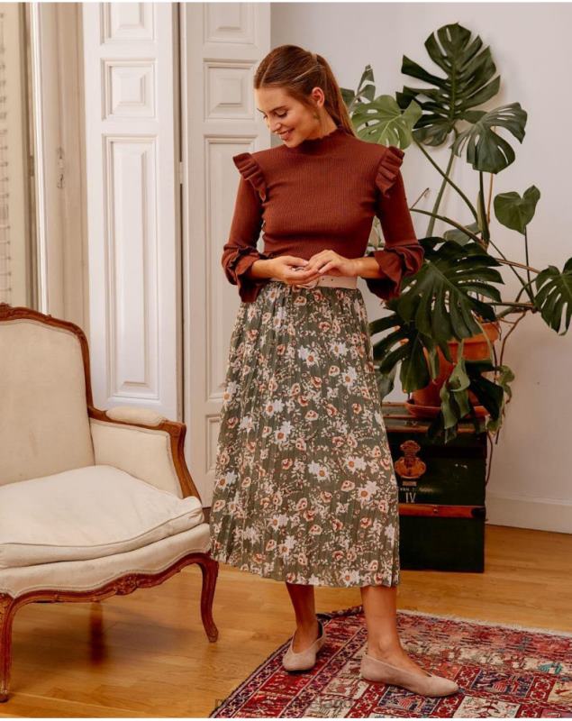 Polin et moi Pleated skirt Dunia LRX4D299 Clothing Kaki