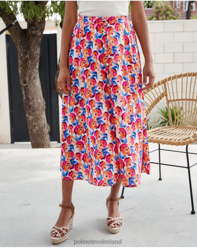 Polin et moi Skirt Flowers Hannah LRX4D320 Clothing ORANGE