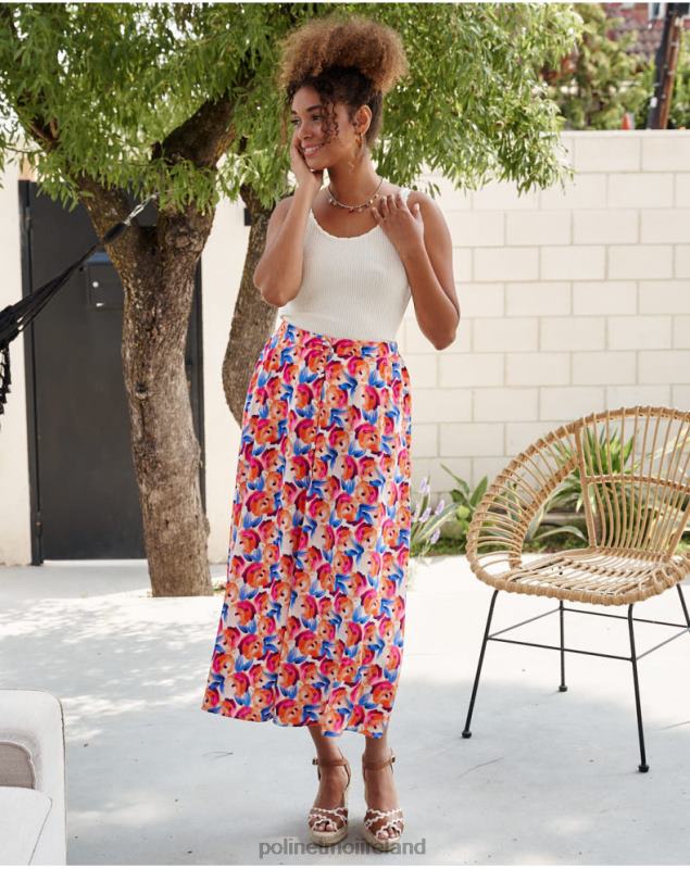 Polin et moi Skirt Flowers Hannah LRX4D320 Clothing ORANGE