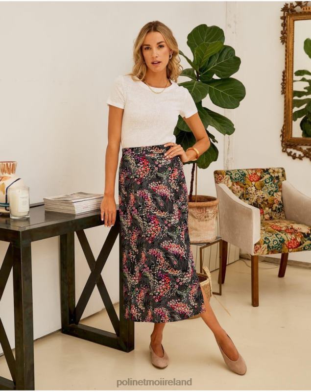 Polin et moi Skirt Flowers Jara LRX4D309 Clothing black