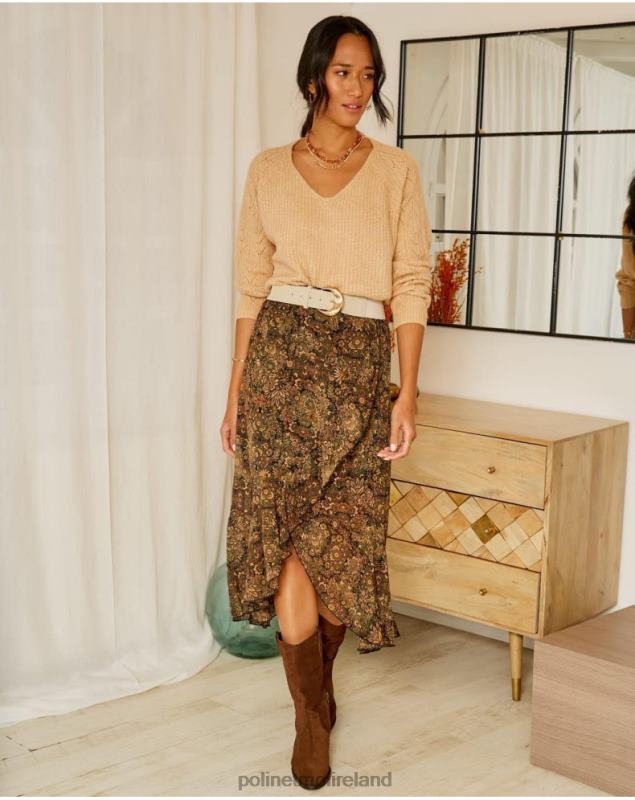 Polin et moi Skirt Ruffle Shepherdess LRX4D321 Clothing Kaki