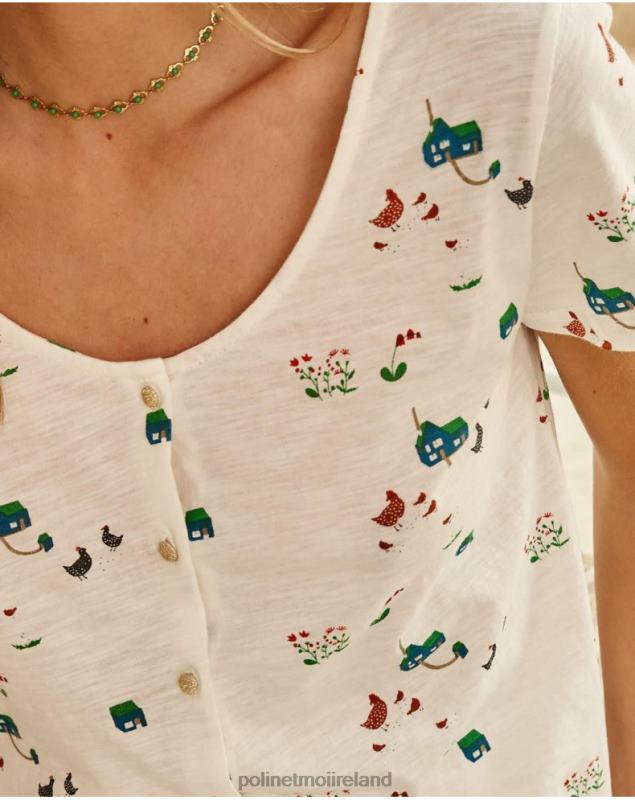Polin et moi T-shirt Buttons LRX4D267 Clothing white